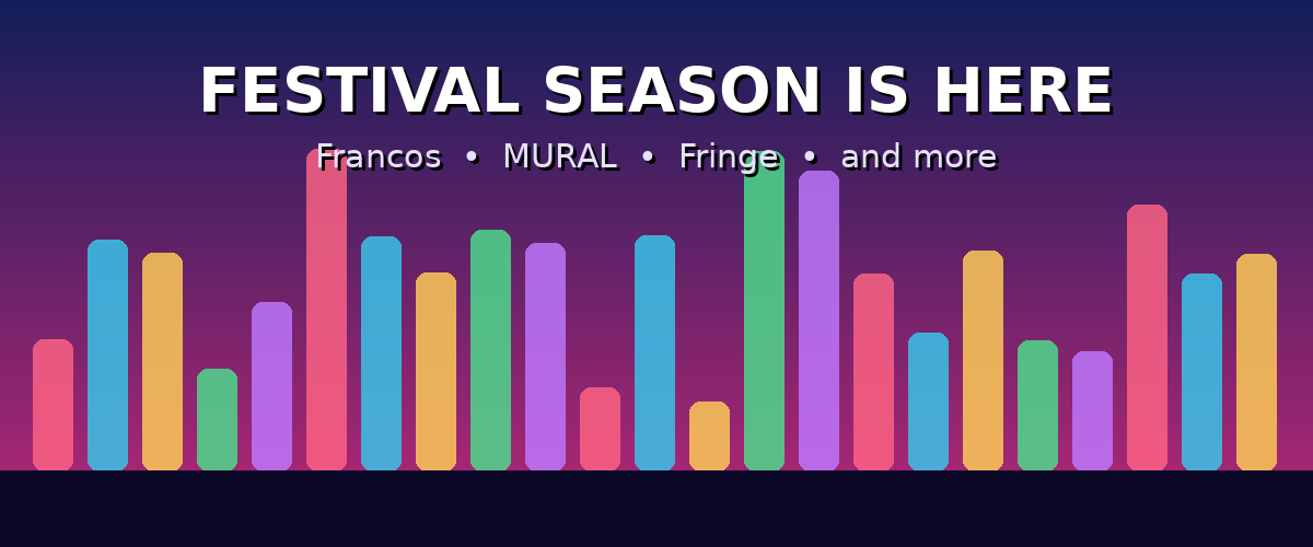 Festival Season Is Here banner with colorful equalizer bars